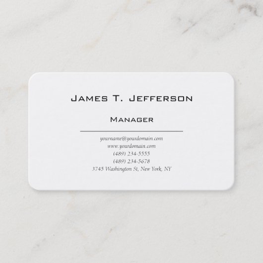 Klassischer schlicht minimalistischer visitenkarte (Vorderseite)