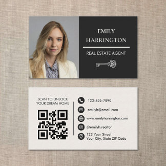 Klassischer Schlüssel QR-Code Neutraler Immobilien Visitenkarte
