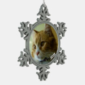 Klassischer Schneeflocken Dated Foto Pewter Tree O Schneeflocken Zinn-Ornament (Links)