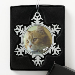 Klassischer Schneeflocken Dated Foto Pewter Tree O Zinn-Ornament