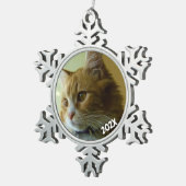 Klassischer Schneeflocken Dated Foto Pewter Tree O Zinn-Ornament (Rechts)