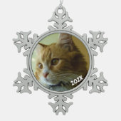 Klassischer Schneeflocken Dated Foto Pewter Tree O Zinn-Ornament (Vorderseite)