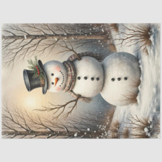 Klassischer Schneemann im Winter | Vintage Weihnac Seidenpapier