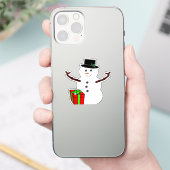 Klassischer Schneemann mit Geschenk Aufkleber (Telefon)