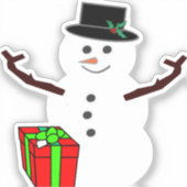 Klassischer Schneemann mit Geschenk Aufkleber (Vorderseite)