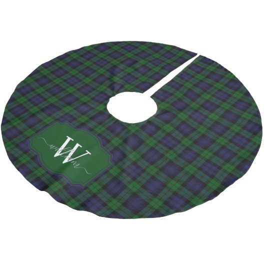 Klassischer schottischer Black Watch Tartan Plaid Polyester Weihnachtsbaumdecke (Schrägansicht)