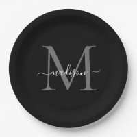 Klassischer Schwarz-Grau Monogram Moderner Skriptn