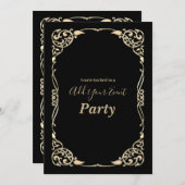 Klassischer Schwarz- und Goldrahmen-Jedem Anlass Einladung (Vorne/Hinten)