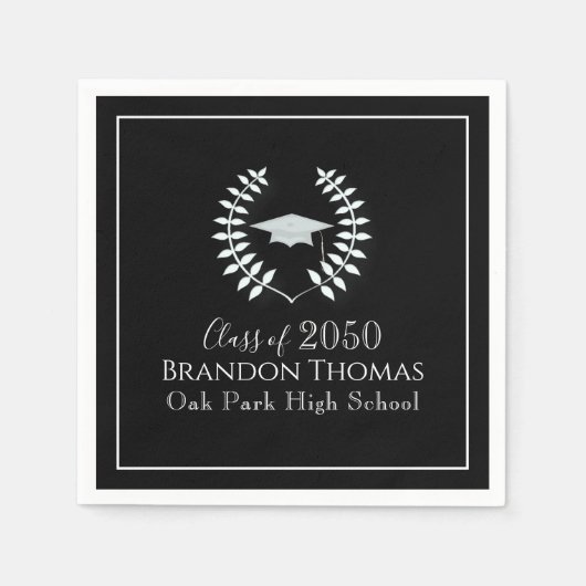 Klassischer Schwarz-Weiß-Abschluss Serviette (Vorderseite)