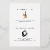 Klassischer Schwarz-Weiß-Bow-Krawatte-Trauzeuge Folieneinladung (Rückseite)