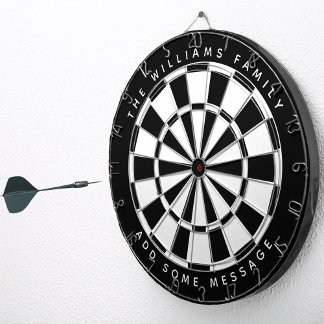 Klassischer Schwarz-Weiß-Brauch mit Familiennamen  Dartscheibe