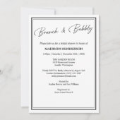 Klassischer Schwarz-Weiß-Brautparty Brunch Einladung (Vorderseite)