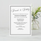 Klassischer Schwarz-Weiß-Brautparty Brunch Einladung (Stehend Vorderseite)