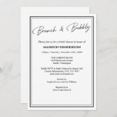 Klassischer Schwarz-Weiß-Brautparty Brunch Einladung (Vorne/Hinten)