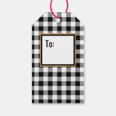 Klassischer Schwarz-Weiß-Buffalo-Karo Geschenkanhänger (Rückseite)