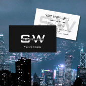 Klassischer Schwarz-Weiß-Chic mit Monogram Simple Visitenkarte