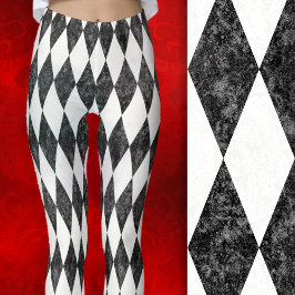 Klassischer Schwarz Weiß-Eis Harlekin Diamant Argy Leggings
