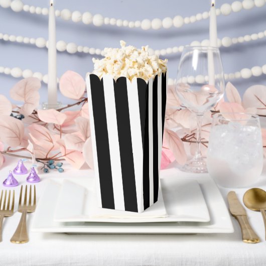 Klassischer schwarz-weiß gestreifter Popcorn Geschenkschachtel (Hochzeit)