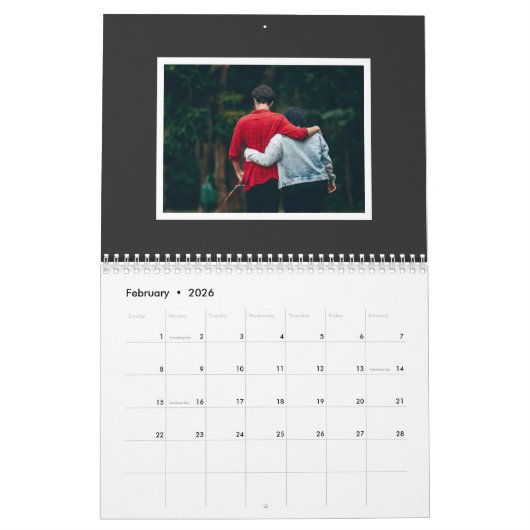 Klassischer Schwarz-Weiß-Kalender Kalender (Feb 2026)