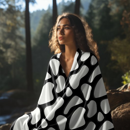 Klassischer Schwarz-Weiß-Kuh-Druck Fleecedecke