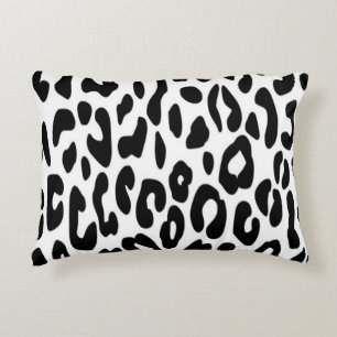 Klassischer Schwarz-Weiß-Leopardenprint Dekokissen