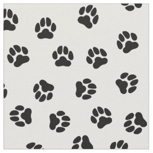 Klassischer Schwarz-Weiß-Pet-Paw-Druckstoff Stoff