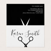 Klassischer Schwarz-weiß / Salon Stylist Visitenkarten (Außenseite Aufgefaltet)