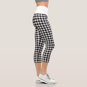 Klassischer Schwarz-weißer Diamond Schachbrett Mus Capri Leggings