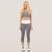 Klassischer Schwarz-weißer Diamond Schachbrett Mus Capri Leggings (Vorderseite)
