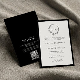 Klassischer Schwarz-weißer QR-Code Einladung