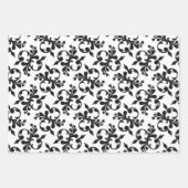 Klassischer Schwarz-weißer Rokoko Muster Weihnacht Geschenkpapier Set (Vorderseite 2)