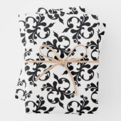 Klassischer Schwarz-weißer Rokoko Muster Weihnacht Geschenkpapier Set (Beispiel)