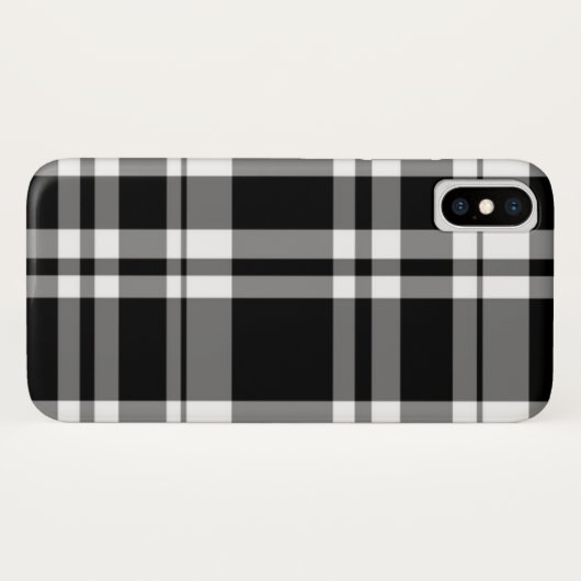 klassischer Schwarz-weißer Tartan kariert Case-Mate iPhone Hülle (Rückseite (Horizontal))