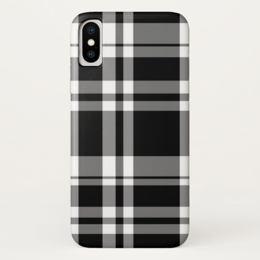 klassischer Schwarz-weißer Tartan kariert Case-Mate iPhone Hülle (Rückseite)
