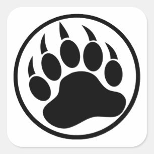 Klassischer Schwarzer Bärenklaue in einem schwarze Quadratischer Aufkleber