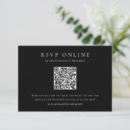 Klassischer schwarzer einfacher QR-Code-Hochzeit RSVP Karte