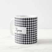 Klassischer schwarzer Gingham mit personalisiertem Kaffeetasse (Vorderseite Links)