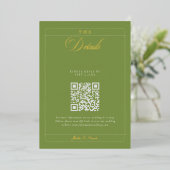 Klassischer schwarzer grüner Kalligrafie-QR-Code D Folieneinladung (Stehend vorne)