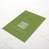 Klassischer schwarzer grüner Kalligrafie-QR-Code D Folieneinladung (Gedreht)