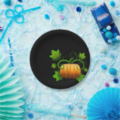Klassischer schwarzer Herbst-Kürbis-Teller Pappteller (Party)