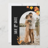 Klassischer Schwarzer Herbst lässt 2 Foto Save the Einladung (Vorderseite)