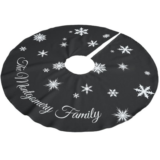 Klassischer schwarzer personalisierter Baum-Rock Polyester Weihnachtsbaumdecke (Schrägansicht)