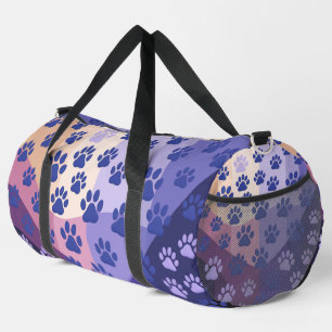 Klassischer schwarzer Pfotenabdruck weiß Duffle Bag
