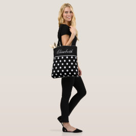 Klassischer schwarzer Polka Dot Name Tasche