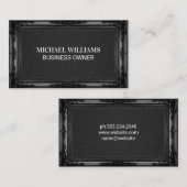 Klassischer Schwarzer Rahmen | Leather Texture Visitenkarte (Vorne/Hinten)