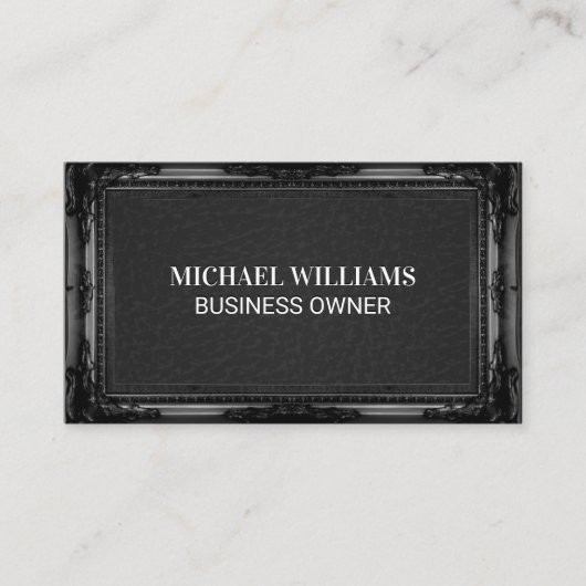 Klassischer Schwarzer Rahmen | Leather Texture Visitenkarte (Vorderseite)