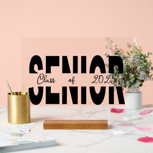 Klassischer schwarzer Rang Acrylschild (Hochzeit)