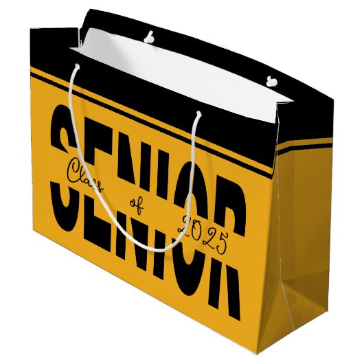 Klassischer schwarzer Rang Große Geschenktüte (Rückseite Schrägansicht)