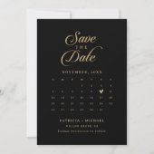 Klassischer schwarzer und goldener QR-Code-Kalende Save The Date (Vorderseite)