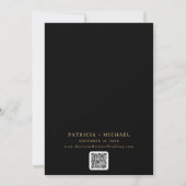 Klassischer schwarzer und goldener QR-Code-Kalende Save The Date (Rückseite)
